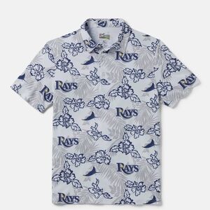 reyn spooner Tampa Bay Rays Floral Polo - Light Gray & Navy